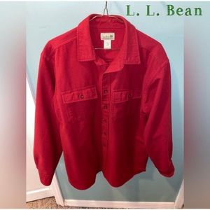 L.L. Bean Brushed Cotton Flannel Shirt jacket, men’s Large, EUC (burgundy red)